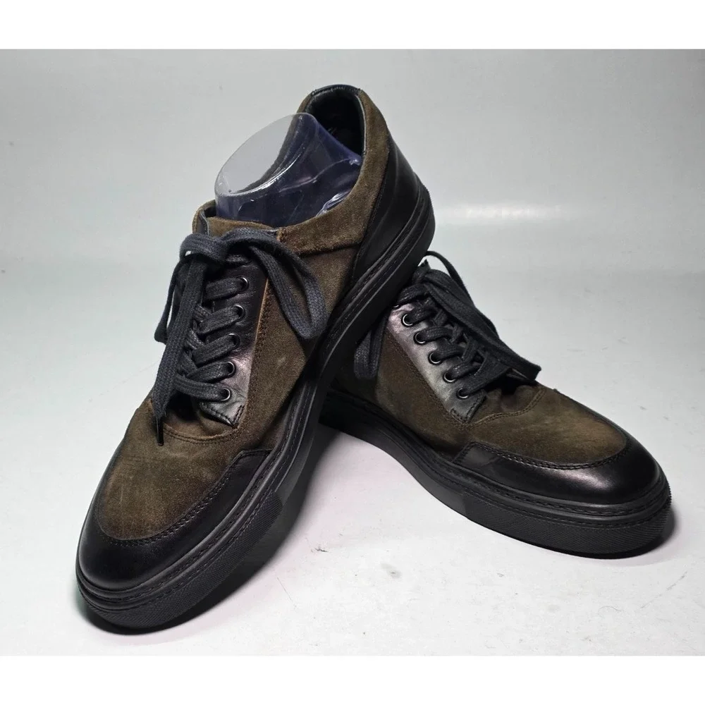 Kenneth Cole New York Men's Sneakers Size 11.5 Black Green Leather Suede Shoes‎